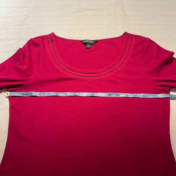 Lauren Ralph Laurent fuchsia pink top 3/4 sleeve size L - Picture 5 of 9
